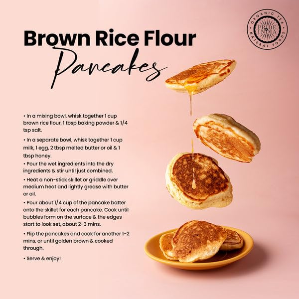 Pride of India - PACK of 6 - Brown Rice Flour 1 lbs (454 gm) Slightly Nutty Earthy Taste Milled in Small Batches- Used for Cooking Baking Coating Thickening Cakes Soups Noodles Dumplings Pastries