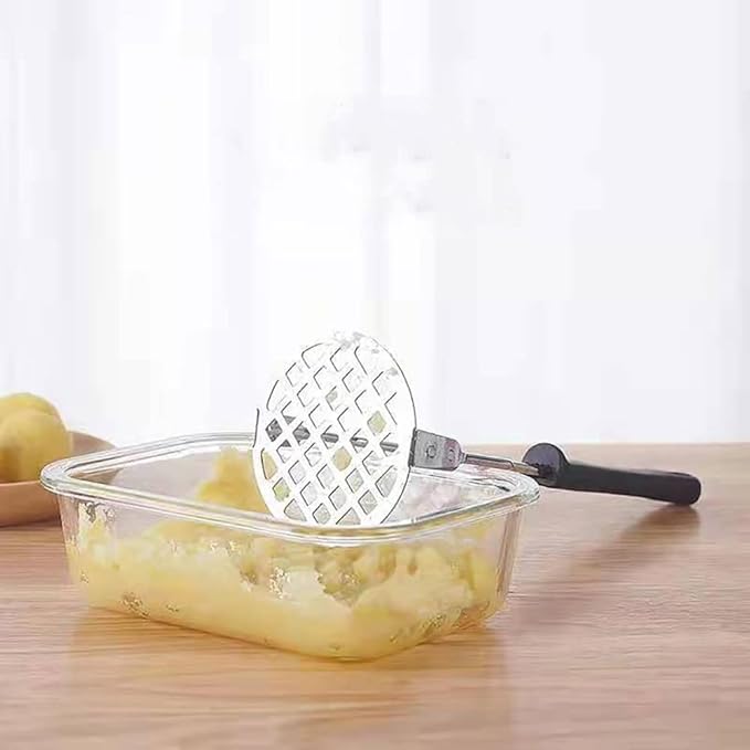Potato masher with non-slip handle, stainless steel masher masher kitchen tool for potatoes, sweet potatoes, beans, vegetables, fruits, baby food, avocados and more