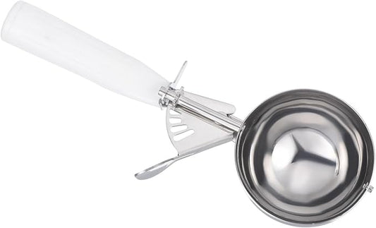 PATIKIL 5.3 Ounce Ice Cream Scoop with Trigger, Stainless Steel Portion Cookie Scoop with Thumb Trigger for Cookie Dough Cupcake Batter Baking, White 158ML