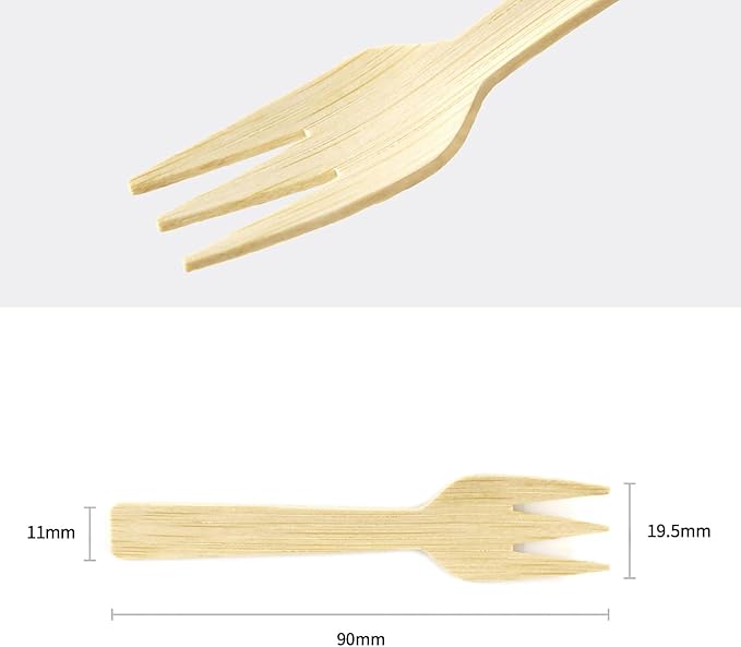 Bamboo Utensils | 200PK Mini-Bamboo Forks 3.54" Disposable Small 100% Biodegradable Compostable Cutlery Set Eco Friendly Renewable Natural
