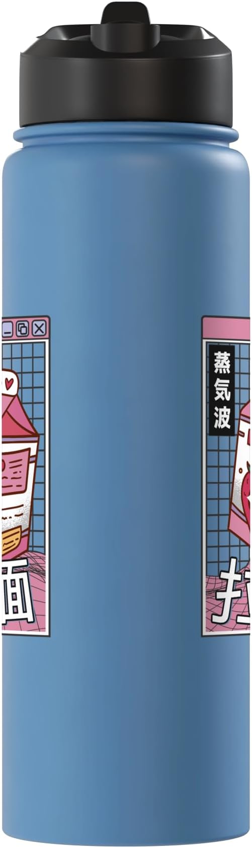 Strawberry Milk Carton Kawaii Grid Vaporwave Aesthetic Anime Stainless Steel Insulated Water Bottle