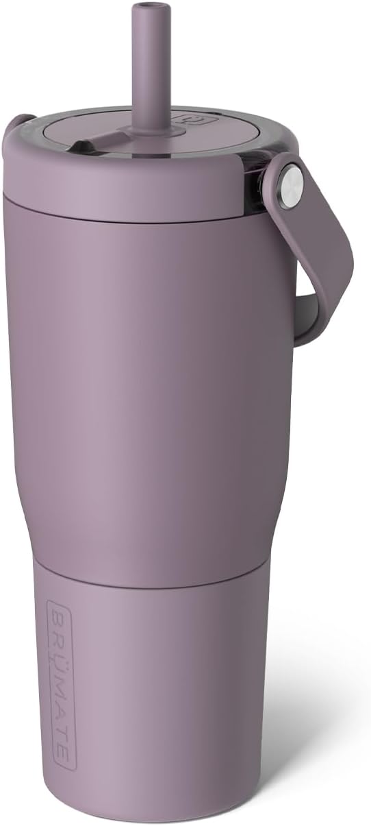 BrüMate Resa 25oz 100% Leakproof Travel Tumbler w/Handle & Straw | Flexible SoftSip Straw | Silicone Sleeve for Durability | Stainless Steel | Cup Holder & Travel Friendly Water Bottle (Lilac Dusk)