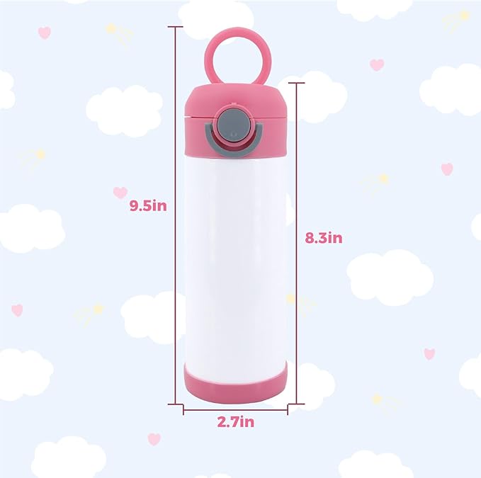 24 Pack 12 OZ Sublimation Straw Sippy Cup Spill Proof Blank Tumblers Mixed Color Stainless Steel Thermoses for Hot Drinks Bulk Double Wall Vacuum Insulated Water Bottle for School
