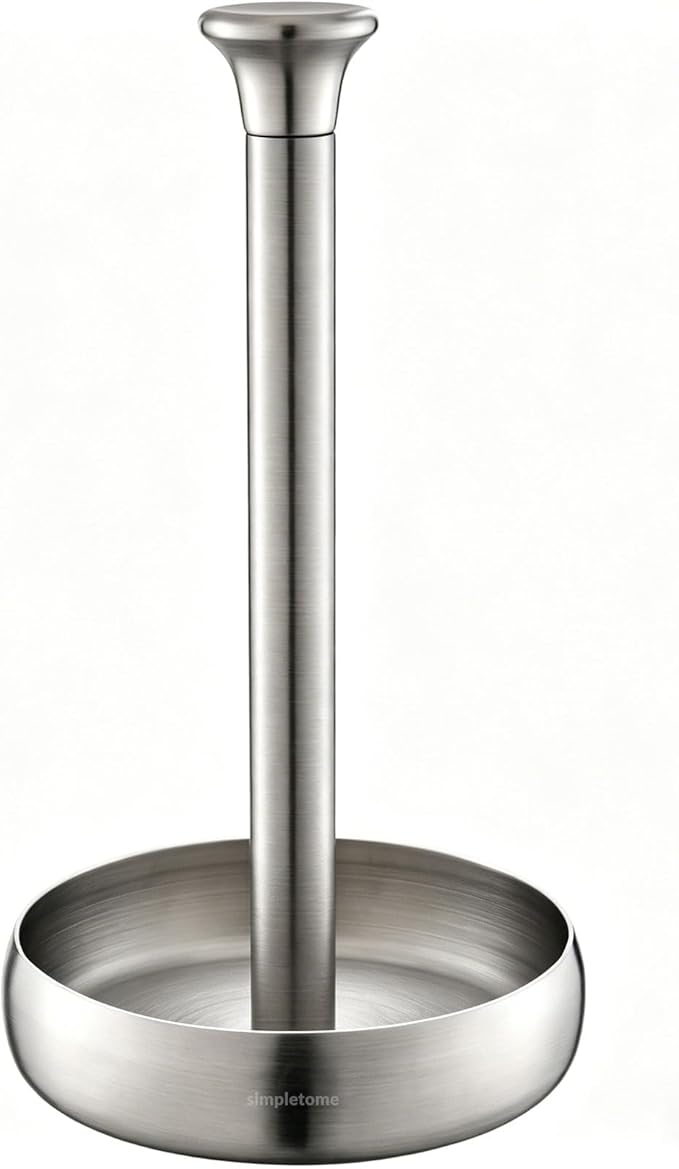 simpletome Paper Towel Holder Countertop Keep It Rolled Up Weighted Base (304 Brushed Silvery)