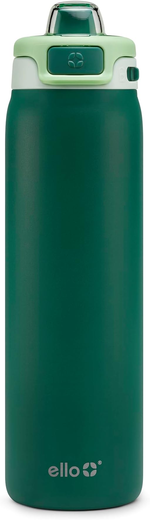 Ello Pop & Fill 22oz Stainless Steel Water Bottle with Quick Fill Technology, Double Walled and Vacuum Insulated Metal, Leak Proof Locking Lid, Sip and Chug, Reusable, BPA Free, Forest Mist
