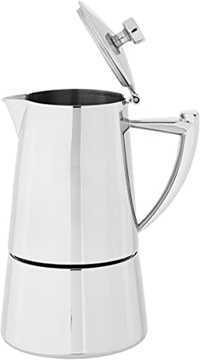 Cuisinox Roma Stovetop Espresso Maker COF-10R, Stainless Steel Coffee Percolator Stovetop, Heat-Resistant & Non-Reactive, 10-Cup Italian Espresso Maker Easy to Clean, Durable Stove Top Percolator