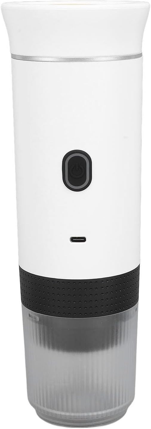 Asixxsix Portable Maker, Rechargeable 2500mAh Battery One Button Operation Travel Coffee Maker, Camping with Rich Flavor Extraction for Travel Office Household (White)