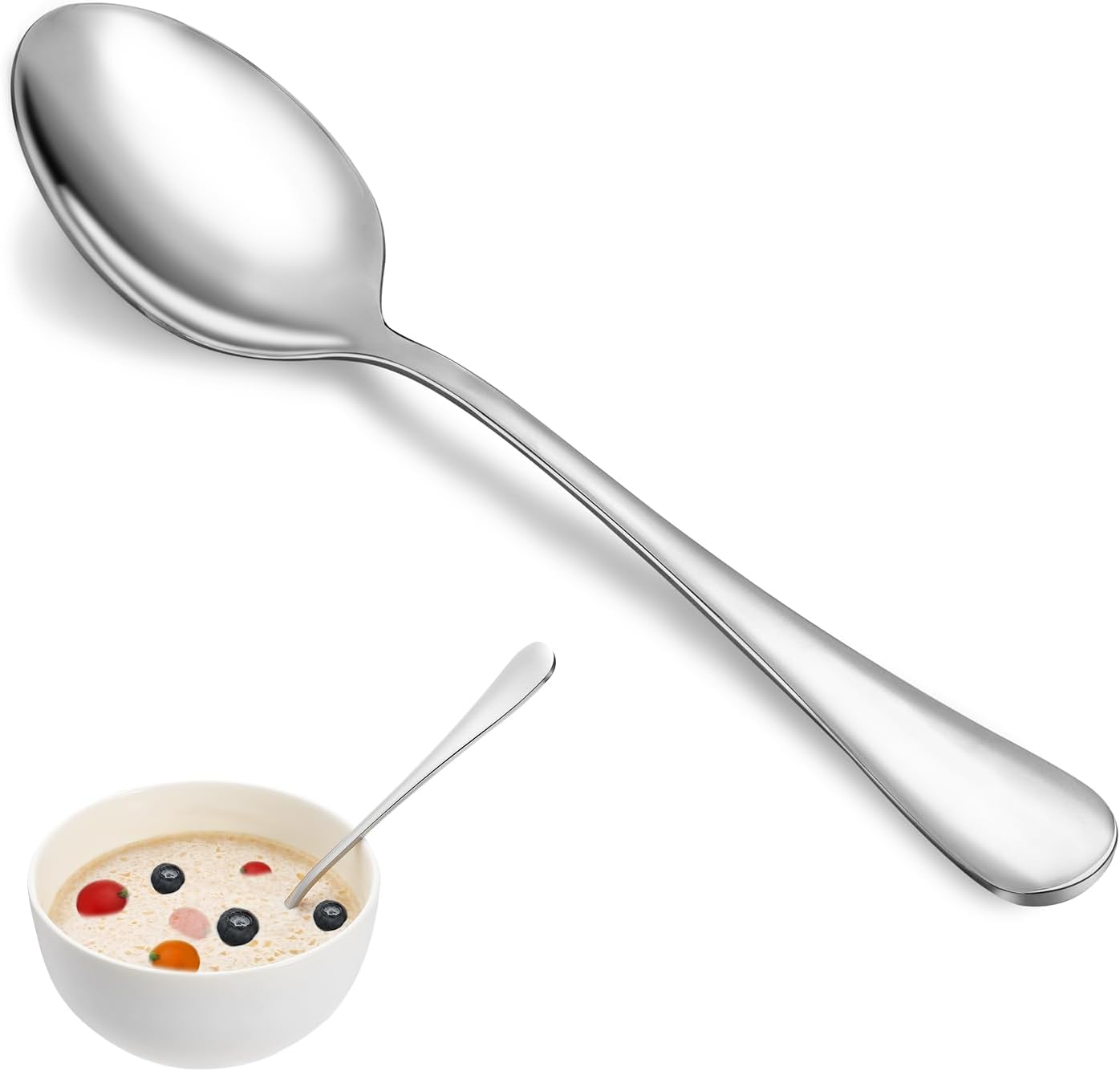 32 Pcs Dinner Spoon Set,Premium Food Grade Stainless Steel Spoons,Durable Metal Spoons,Tablespoon,Spoons Silverware Only,Mirror Finish & Dishwasher Safe,Use for Home,Kitchen and Restaurant - 7.3 inch