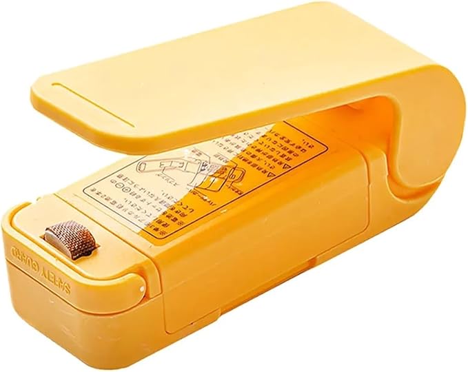 Sealing Machine, 10pcs Mini Heat Bag Packaging Sealer Portable Plastic Bag Clip Sealing Machine Food Storage Seal Snack Sealing Kitchen Gadgets(Yellow)