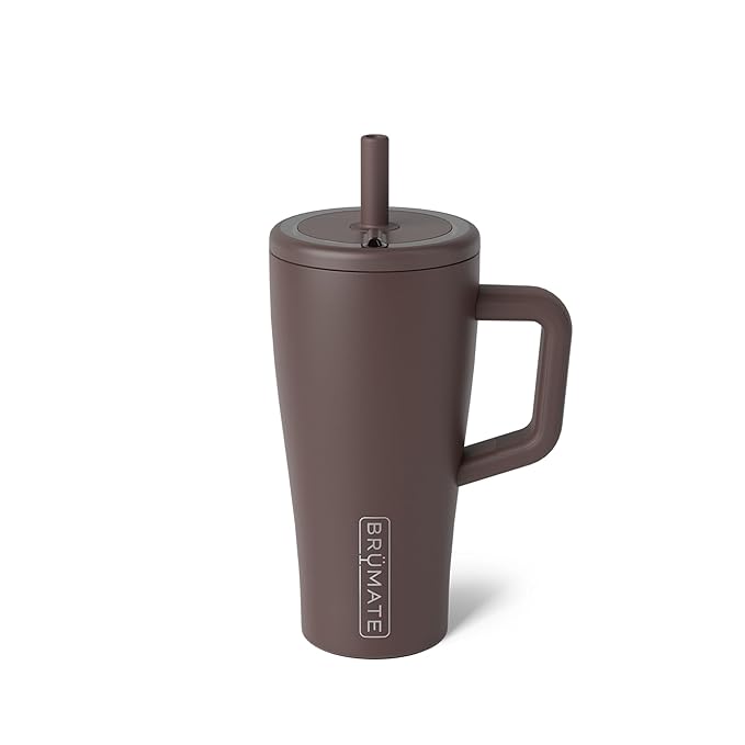 BrüMate Era 20 oz Tumbler with Handle and Straw | 100% Leakproof Insulated Tumbler with Lid and Straw | Made of Stainless Steel | Cup Holder Friendly Base | 20oz (Java)
