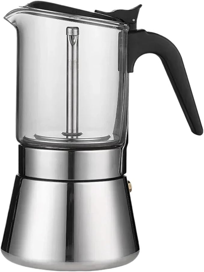 Espresso Maker Stainless Steel Italian Manual Coffee Machine Maker Moka Pot Multifunctional Portable Hand Brew Coffee Pot(300ML)