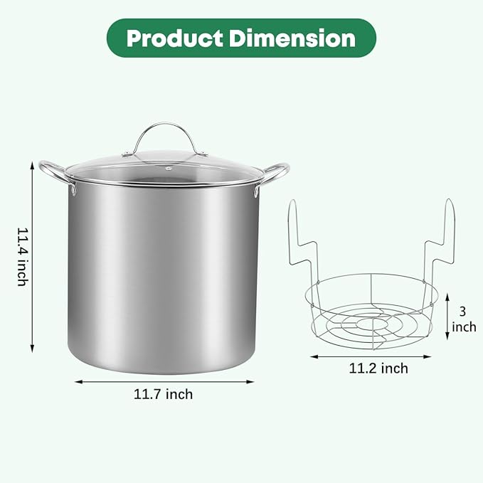 Fulgutonit Stainless Steel 21.5 QT Canning Pot with Rack & Lid, Canning Supplies Starter Kit and 6 Pieces Tools Set, Water Bath Canner for Beginner