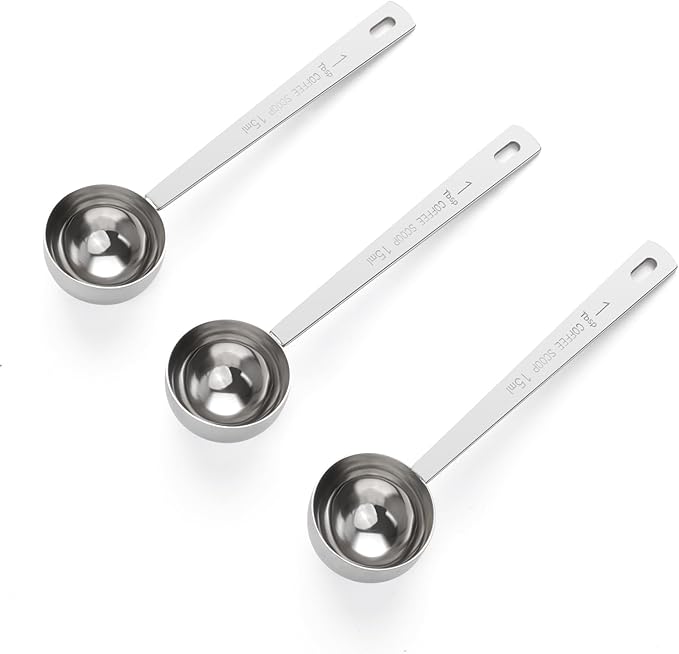 3Pcs Coffee Measuring Scoop Spoons, 15ML Stainless Steel Coffee Scoop, Long Handle Tablespoon for Measuring Coffee, Milk Powder, Fruit Powder, Tea, Sugar, Grains, Flour and Protein(Silver)