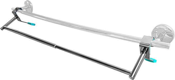 Bathroom Towel Rack Extender, The Magic Bar, Doubles Your Towel Space Fits Almost Any Towel Bar or Shower Walls, No Tools Required, Expands from 14.5 to 25.5 Inches, Chrome