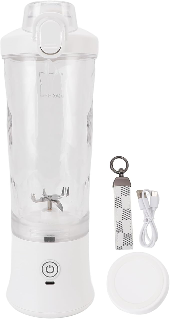 Portable Blender, 600ml 18000RPM USB C Rechargeable Mini Juicer Cup with Stainless Steel Blades and RGB Light, for Travel Gym Outdoor Sports