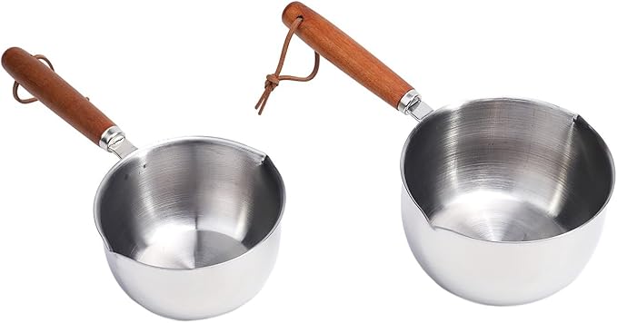 1Pc Stainless Steel Hot Oil Pan Hot Sauce Small Pot Cooking Butter Melting Pot, For Brewing Coffee, Warming Gravy, Melting Butter Or Chocolate, Heating Sauces, Silver(500ml)