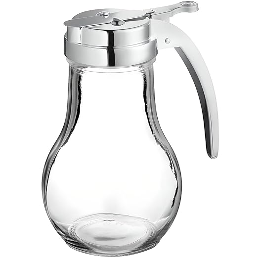 OCS Parts Syrup Dispenser with Lid and Dispensing Thumb Lever | Commercial Grade Liquid Dispensers for Home and Commercial Kitchens (2, 14 OZ)