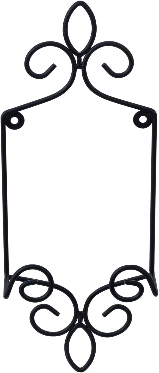 MyGift Wall Plate Hanger Holds Single 5.5 to 8 Inch Plates, Vertical Plate Holders, Decorative Metal Wire Platter Rack, Scrollwork Hanging Display Easel for Wall