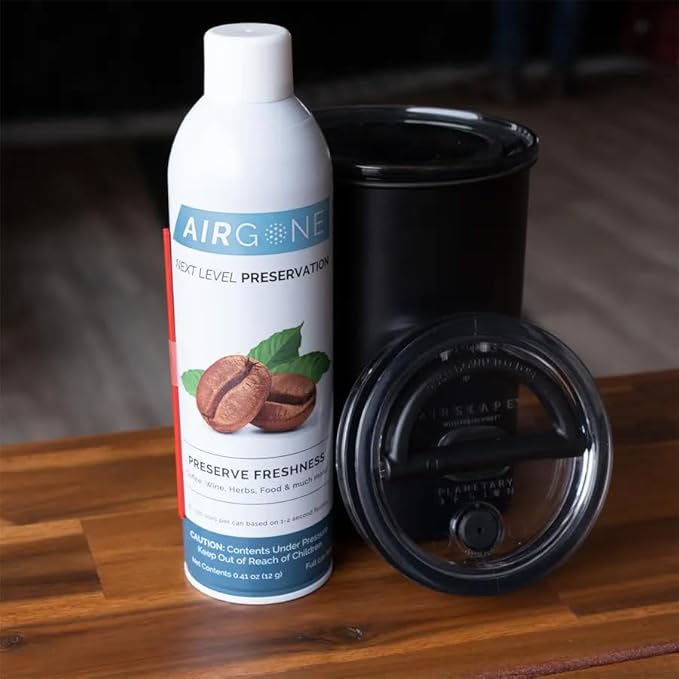 Airgone Argon Gas Flush for Wine, Coffee and Food Preservation - Fresh Port and Airscape Preserver Accessory - Extend Freshness, Protect Taste - Food Grade Inert Gas Argon Spray Canister
