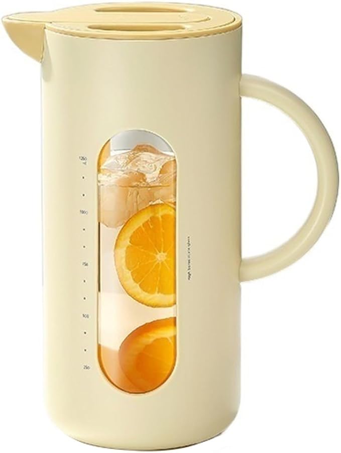 GRFIT Pitcher Cold Kettle for Home, High Temperature Resistant, Cold Kettle Set, Glass Kettle, Cold Bubble Pot Water Jug (Color : Yellow)