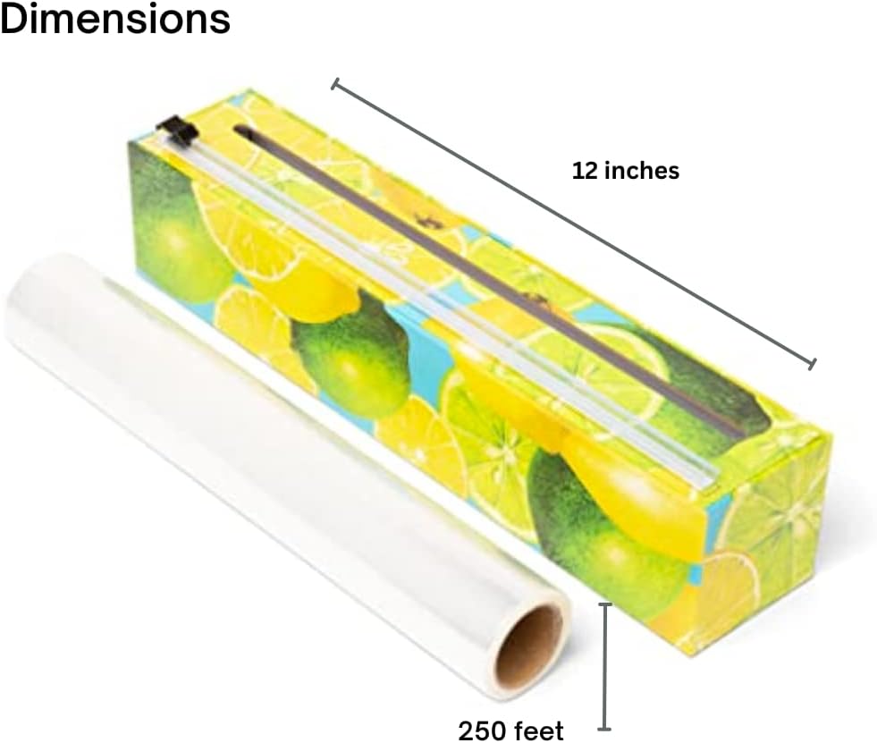 Plastic Wrap Organizer - 12" x 250' Roll Cling Film Dispenser - Aluminum Foil Dispenser - Reusable Slide Cutter