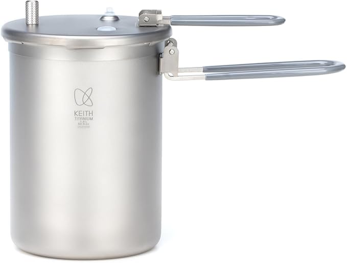 Keith Titanium Ti6302 Micro Pressure Cooker – Ultralight Multifunctional Outdoor Cooker for Rice, Soup & Meals – Based on Award-Winning Ti6300 – Pure Titanium – 900ml Inner + 1100ml Outer Pots