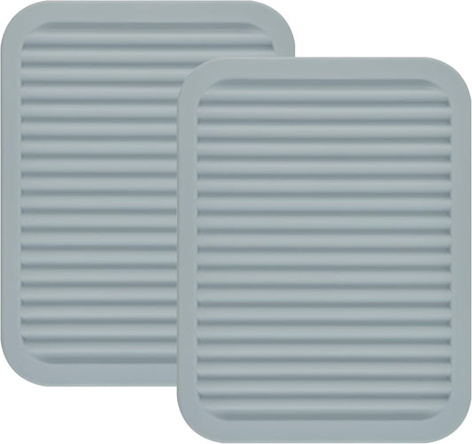 Smithcraft Silicone Trivets Mats for Hot Dishes and Hot Pots, Hot Pads for Countertops, Tables, Pot Holders, Spoon Rest Small Drying Mats Set of 2 Many Colors for Your Choose (Light Grey)