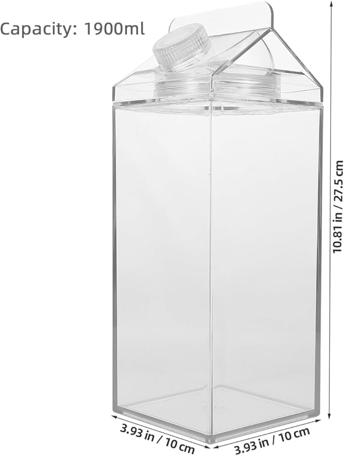 Leakproof Milk Carton Water Bottle 16Oz Reusable Portable Juice Bottle Lightweight Clear Plastic Sports for Hiking Camping Gym Outdoor