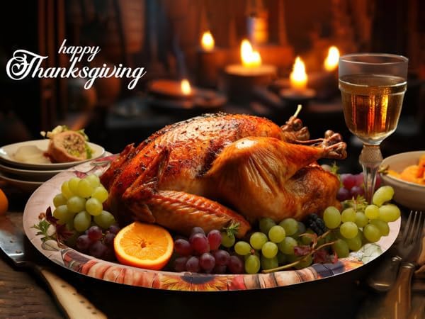 WDF 50Pack Thanksgiving Paper Plates - 10" x 12" Oval Paper Plates Dinner Size Large Disposable Platter Heavy Duty For Happy Thanksgiving Serving Tray Autumn Fall Harvest Party Supply