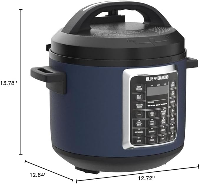 Blue Diamond Ceramic Nonstick, 16-in-1 6QT Electric Pressure Cooker, Slow Cooker, Rice Cooker, Yogurt Maker, Saute, Steamer and More, Programable, Dishwasher Safe Pot, PFAS-Free, Blue