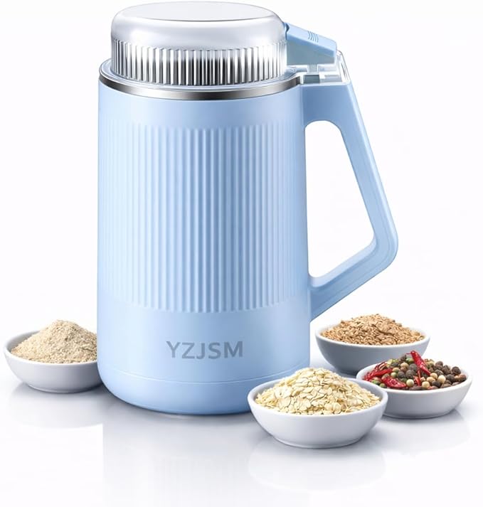 YZJSM Electric Coffee Grinder, 550ML Large Capacity Electric Blade Grinder with 8 Stainless Steel Blades, Multifunctional Grinder for Coffee Beans, Spices, Herbs, Grains & Baby Food﻿ (light blue)