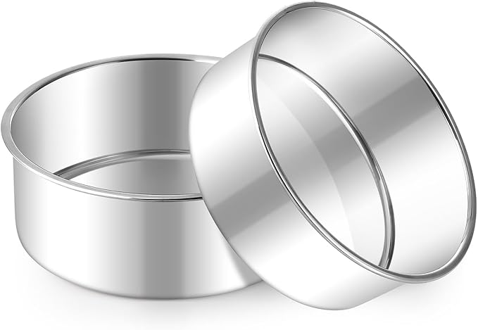 E-far Small Cake Pans Set of 2, 5 Inch Stainless Steel Mini Round Baking Pan Tins - Non-Toxic & Leak-Proof Cake Mold for Smash Birthday Layer Tiered Cheesecake, Easy Clean & Dishwasher Safe