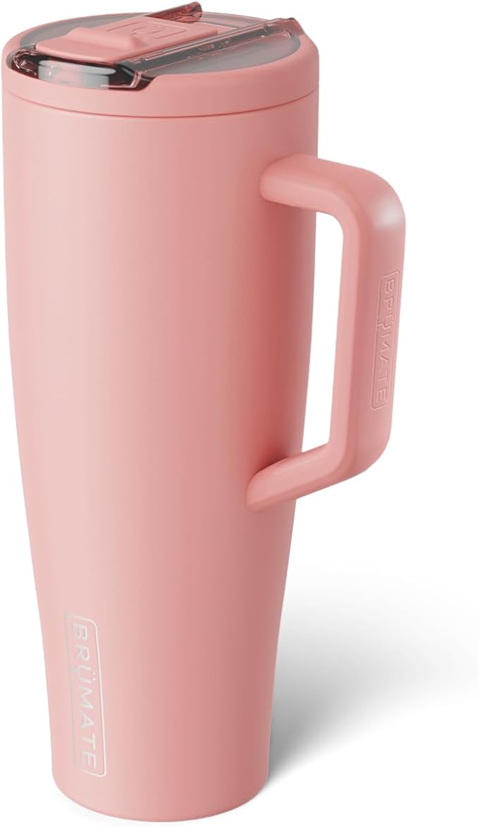BrüMate Era Flip 40oz Tumbler with 100% Leakproof Covered Straw Lid | Hygienic Covered Straw | Insulated Stainless Steel Water Bottle with Handle | Cup Holder Friendly | BPA-Free (Guava)