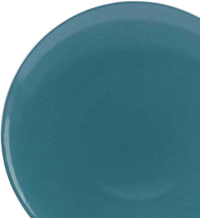 Amazon Basics 18-Piece Stoneware Dinnerware Set, Service for 6, Microwave and Dishwasher Safe, Plates and Bowls, Deep Teal
