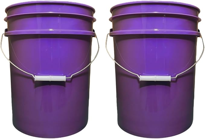 House Naturals 5 Gallon Premium HPDE Plastic Bucket - Made in USA Food Grade Storage Container, BPA Free All Purpose Pail (2, Purple)