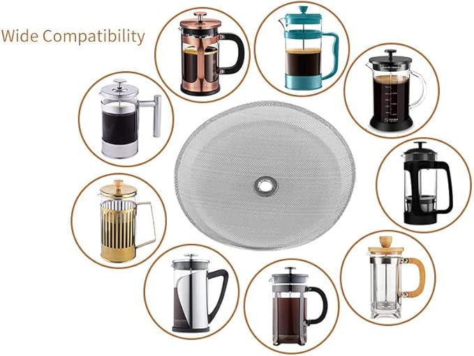 Sivaphe 12 oz French Press Replacement Filter, 1-2 Cup Coffee Maker Stainless Steel Filter, 6 Pieces Mesh Screen for 350ml Small French Coffee Press