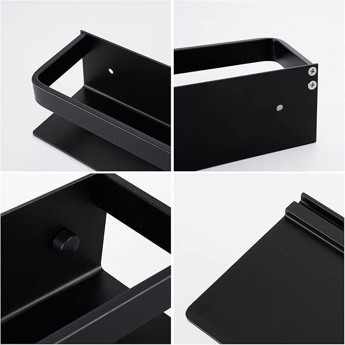 KES Spice Rack Organizer Kitchen Spice Rack Seasoning Organizer 16 Inch Aluminum Spice Holder Wall Mount Anodized Black 2 Pack, KSR401S40-BK-P2