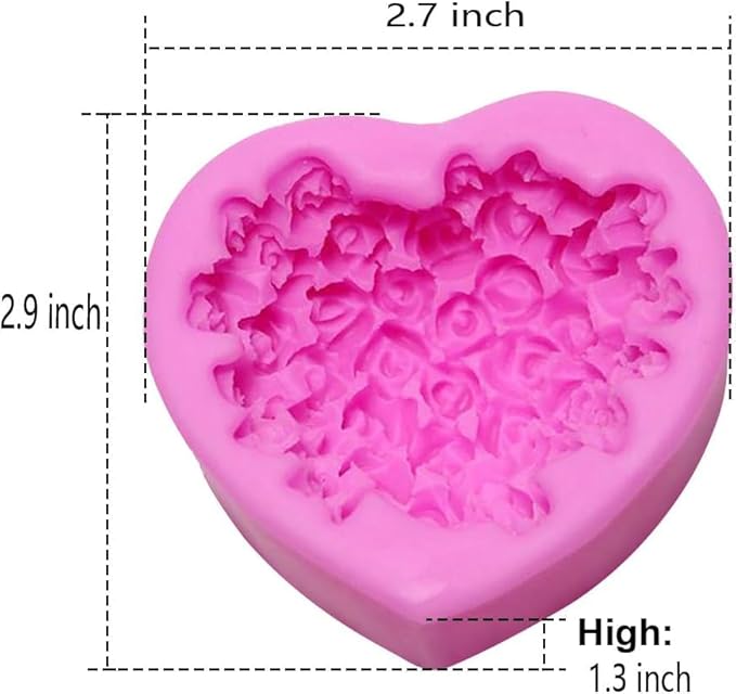 OBTANIM Silicone 3D Rose Flower Mold Love Heart Shape Fondant Soap Cake Mould for Chocolate Wedding Valentine