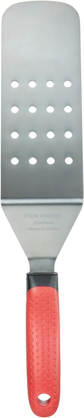 Chef Master 90285 High Heat Perforated Flexible Turner Spatula, 7.6" x 2.87" Blade | Heat Resistant Handle | Slip Resistant Grip | Dishwasher Safe