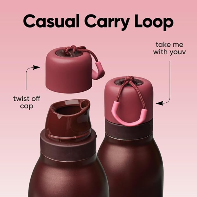 Owala FreeSip Twist Insulated Stainless Steel Water Bottle with Straw for Sports and Travel, BPA-Free, 24-oz, Black Cherry