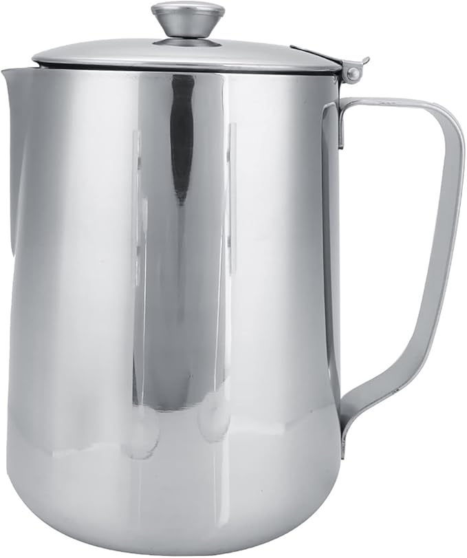 Stainless Steel Milk Frothing Pitcher with Lid for Latte Coffee Art, Small 3oz Creamer Jug, Metal Barista Set, Mini Cup for Health Gear Coffee (1500ML)