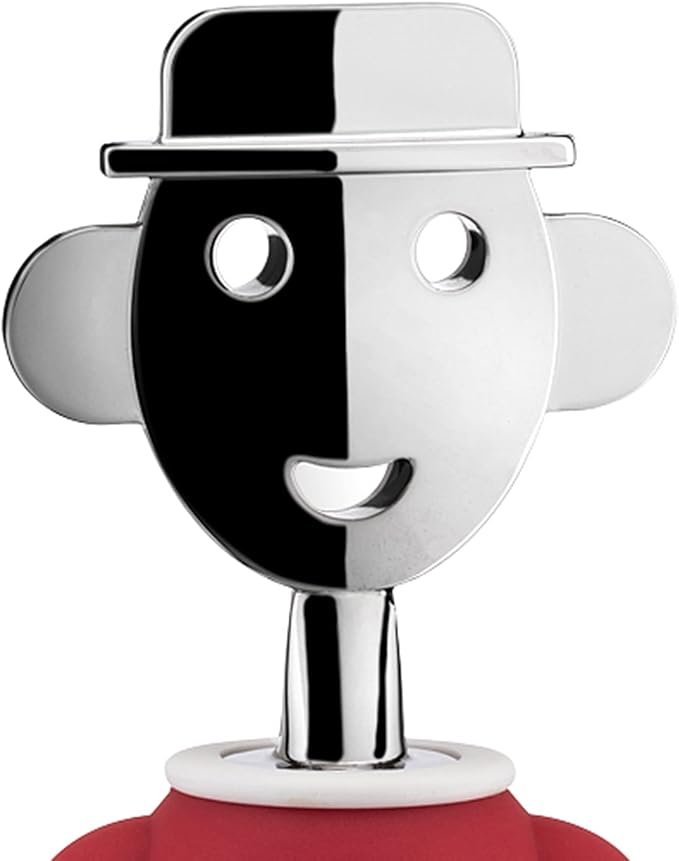 Alessi AAM23 R Alessandro M. - Design Corkscrew in Chrome-plated Zamak and Thermoplastic Resin, Red and White