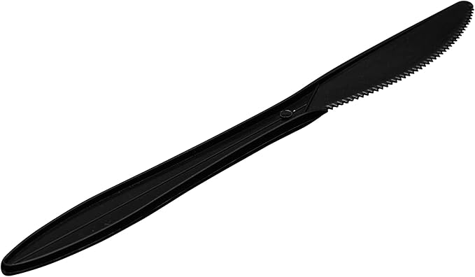 1,000 Plastic Disposable Knives Bulk Black Medium Weight Disposable Silverware Plastic Cutlery Knife