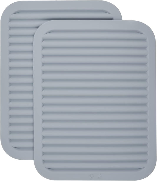 Silicone Trivets for Hot Dishes, Trivet Mat-Hot Pads for Kitchen-Versatile Trivet Mat for Hot Pots&Pans-Heat Resistant Mats for Counter&Table, Pot Holders Drying Mat (9x12) Pack 2 Light Grey