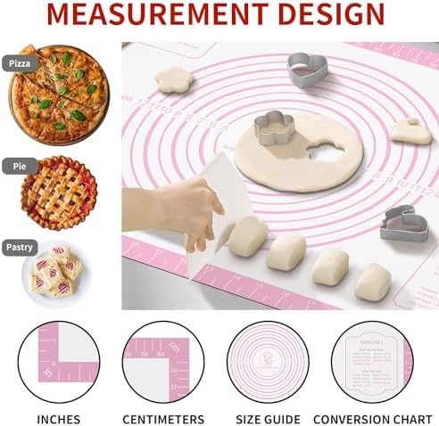 Oven Liners for Bottom of Oven + Silicone Pastry Baking Mat with Measurement