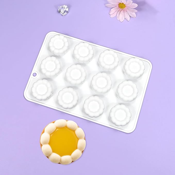 mostsom Silicone Molds Mousse Molds 3D Flower Border Cylinder Silicone Baking Mold DIY Mousse Fondant Mould Cake Decorating Tools for Kitchen Accessories (B_ Flower Cylinder)