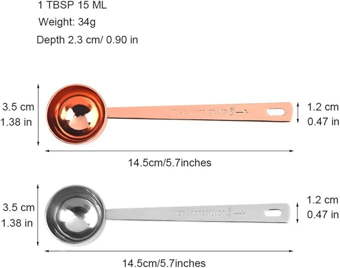 Coffee Scoops, 1 PC 15 ML (1 TPSP) 304 Stainless Steel Tablespoon Long Handle Measuring tablespoon Fits Container for Ground, Brewing, Milk Brewin (5.7inches)