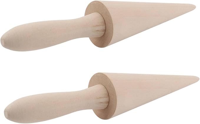 2PCS Pizzelle Roller, Ice Cream Cones Cone Roller Ice Cream Cone Mold Cone Roller for DIY Pastry Dessert Cooking Kitchen Tool Decorating Baking Accessory Wooden