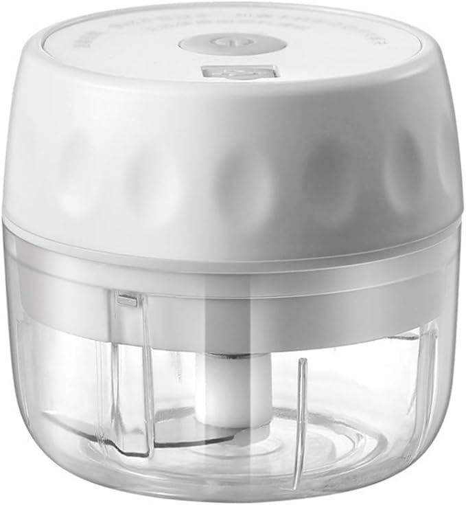 Mini Portable Electric Chopper for Garlic Onion, 100ML Electric Garlic Chopper Food Chopper, USB Rechargeable Vegetable Chopper Garlic Mincer Small Food Processor for Veggie Meat (Gray : White)