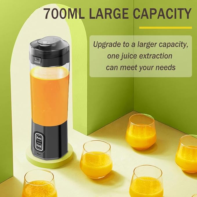 Portable Blender for Shakes and Smoothies USB Rechargeable, 24oz Personal Blender with 6 Blades and Lid, IPX8 Waterproof & Self Cleaning Mini Juicer Cup Blenders for Travel, Home, Office, Camping